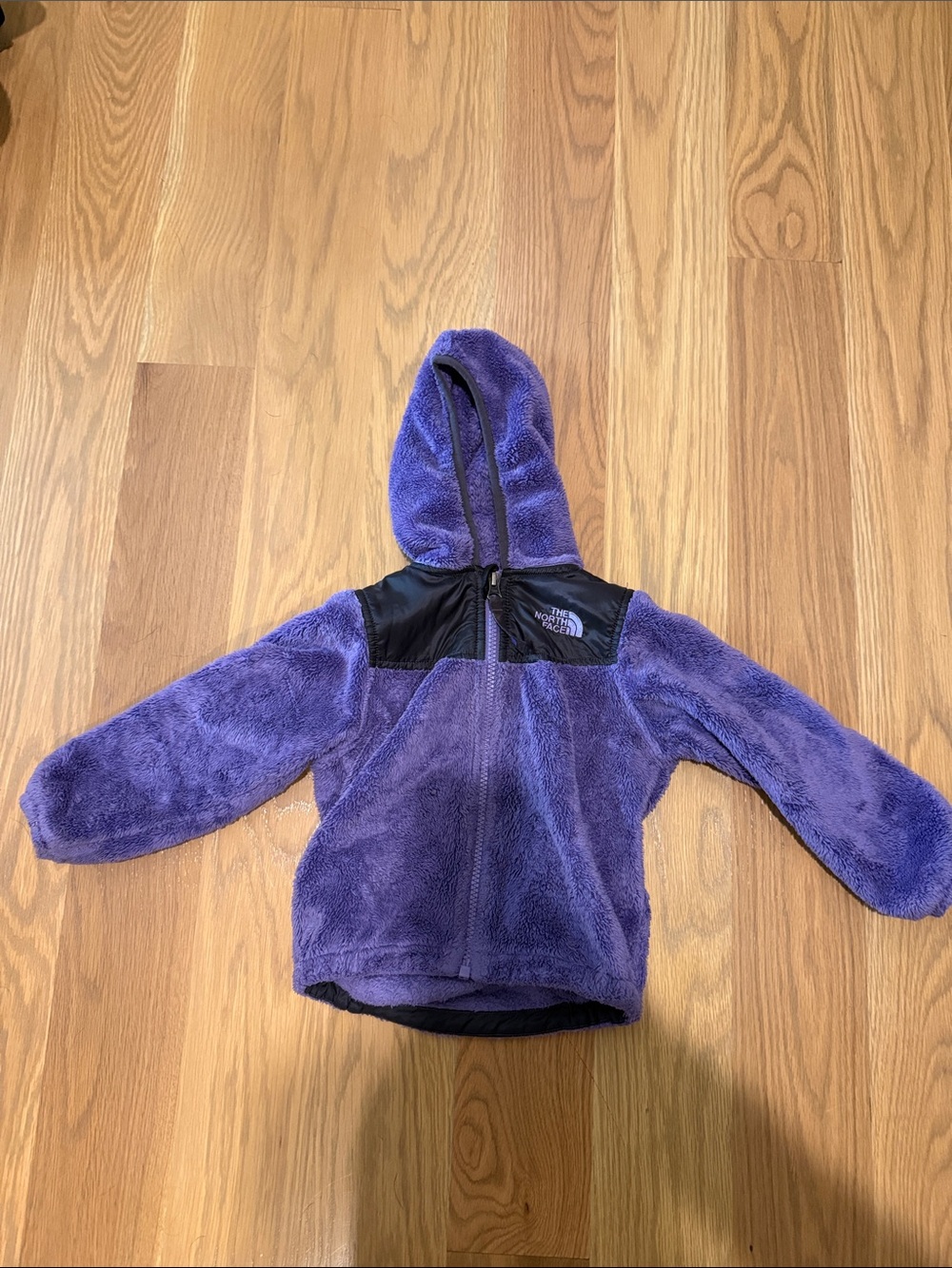 The North Face Purple Fleece Hooded Jacket with Black Yoke 2T